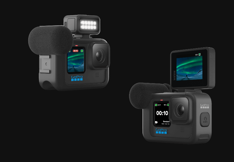 GoPro media mod with light mod and display mod